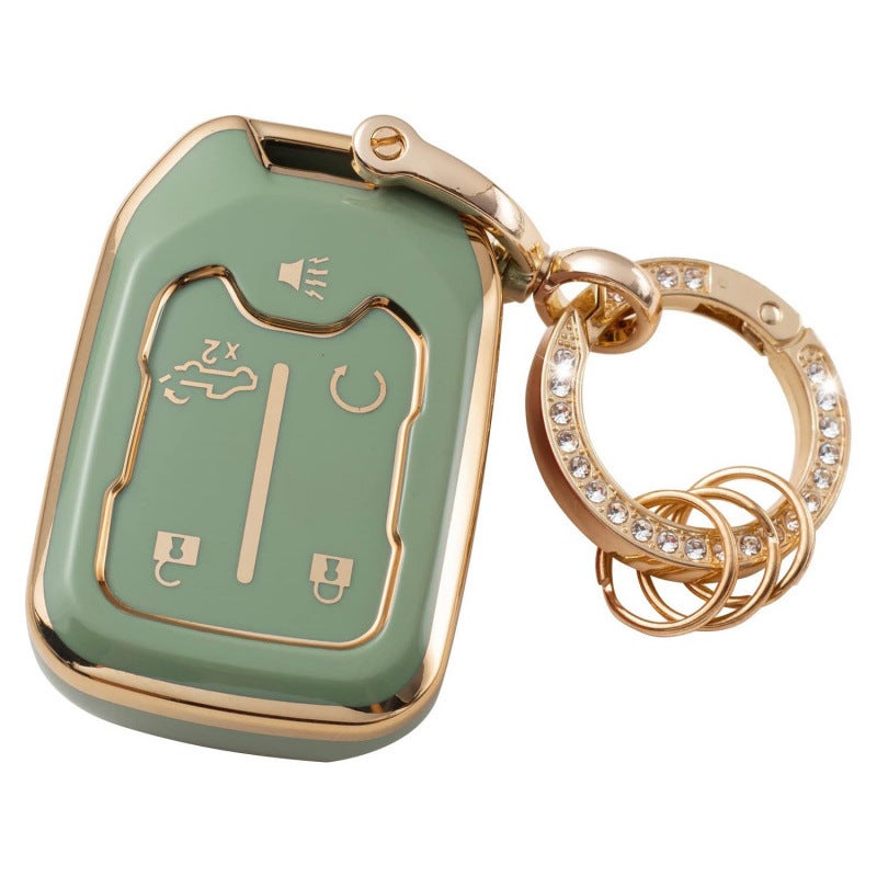 Selling Gold-Edged Car Key Cover Gmc Car Key Bag Diamond Ring Pendant Keychain Style - Image 3